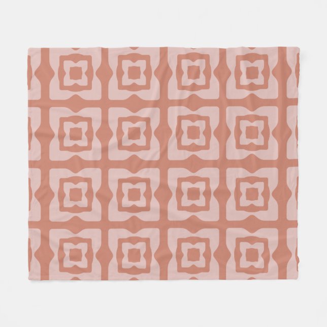 Moderne Quadrate Muster Orange Fleecedecke (Vorderseite (Horizontal))