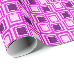 Moderne Quadrate, rosa, orchid und lila Geschenkpapier