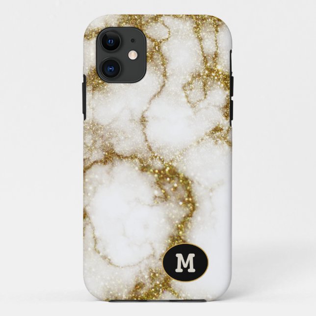 Moderne Quarter & Gold Stone Crystal Personalize Case-Mate iPhone Hülle (Rückseite)