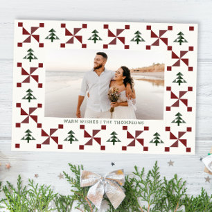 Moderne Quilt Christmas Tree Carte photo de vacanc