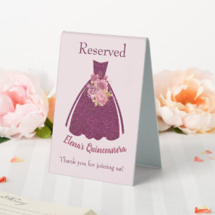 Moderne Quinceañera Glitter-Kleid Geschenke Tischs Tischaufsteller