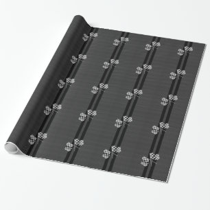 Moderne Racing Flags Streifen im Carbon Fibre Stil Geschenkpapier