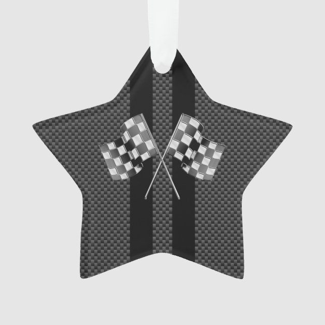 Moderne Racing Flags Streifen im Carbon Fibre Stil Ornament (Vorderseite)