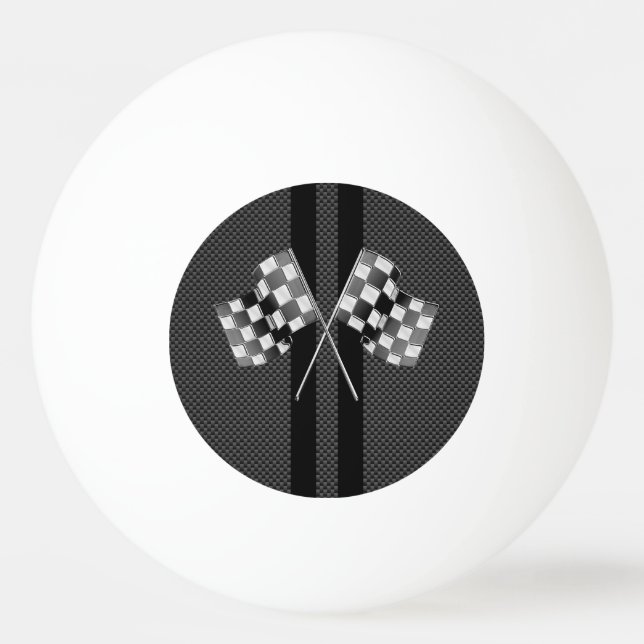 Moderne Racing Flags Streifen im Carbon Fibre Stil Tischtennisball (Rückseite)