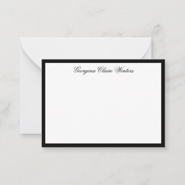 Moderne raffinierte, elegante schwarze Script-Kall Mitteilungskarte (Vorderseite)