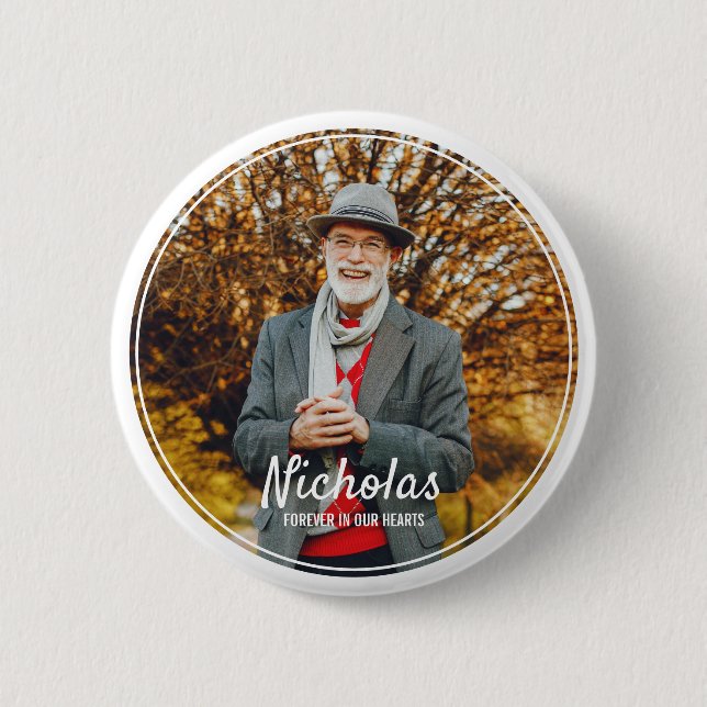 Moderne Rahmen Einfaches Foto Beerdigungsdenkmal Button (Vorderseite)