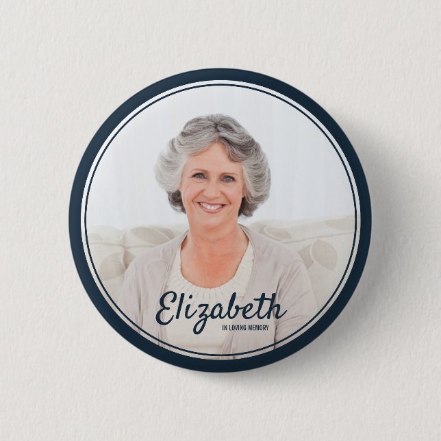Moderne Rahmen Einfaches Foto Beerdigungsdenkmal Button (Vorderseite)