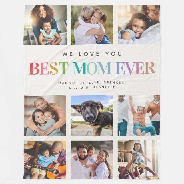 Moderne Rainbow Beste Mama je Fotokollektion Fleecedecke (Vorderseite)