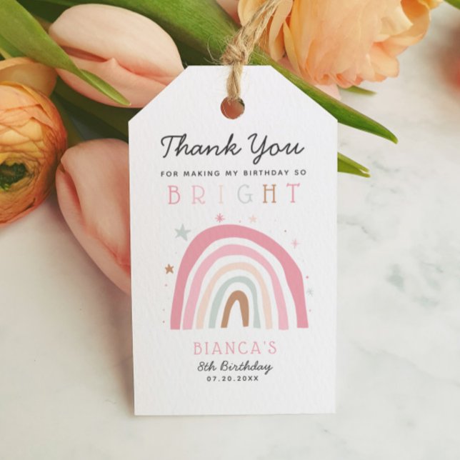 Moderne Rainbow Birthday Party so hell Geschenkanhänger (Von Creator hochgeladen)