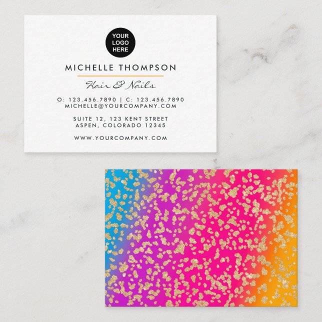 Moderne Rainbow Business Card Visitenkarte (Vorne/Hinten)