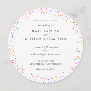 Moderne Rainbow Confetti Foto Wedding Einladung
