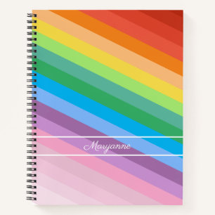 Moderne Rainbow-farbene Streifen Notizbuch