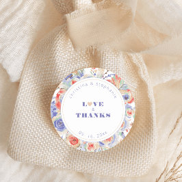 Moderne Rainbow Floral LGBTQ Hochzeit Vielen Dank Runder Aufkleber