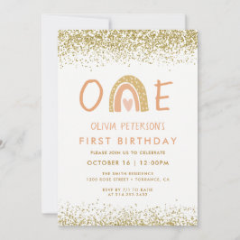 Moderne Rainbow Girl 1er anniversaire Invitation