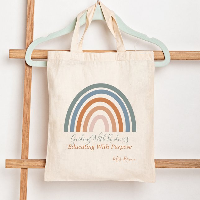 Moderne Rainbow Inspiration Lehrer Wertschätzung Tragetasche (Modern Rainbow Inspirational Teacher Appreciation Tote Bag)