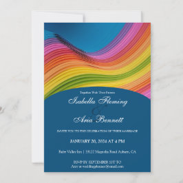 Moderne Rainbow Wave Wedding Einladung