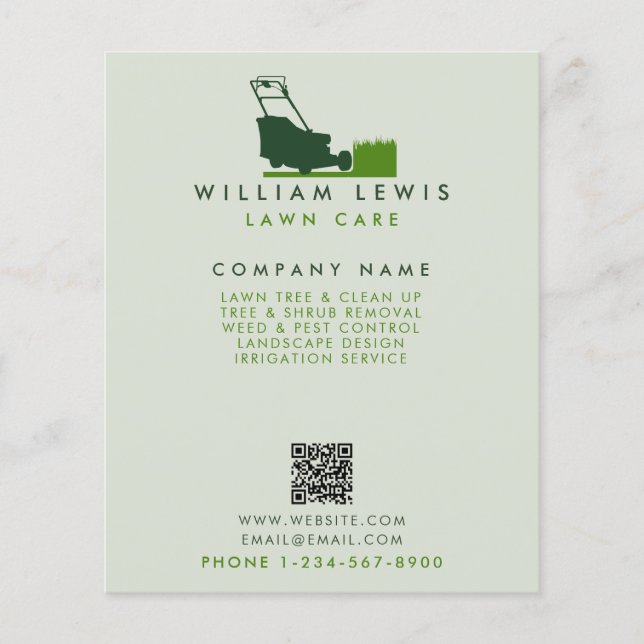 Moderne Rasenpflege Einfache Landschaft QR Code Flyer (Vorne)