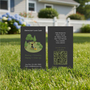 Moderne Rasenschnitt-Service-Visitenkarte mit QR Visitenkarte