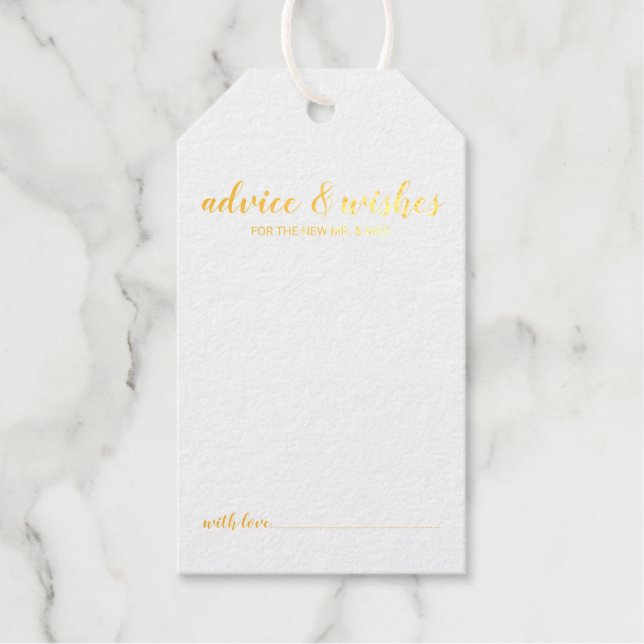Moderne Ratschläge für Hochzeiten und Wünsche Gold Geschenkanhänger (Vorderseite)