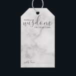 Moderne Ratschläge zur Hochzeit von Skripten und W Geschenkanhänger<br><div class="desc">Fügen Sie Ihrer Hochzeit eine persönliche Touch mit einem modernen Skript Hochzeitsratschlag und Wünsche Tag-Karte. Diese Ratenkarte enthält den Titel "Worte der Weisheit" mit Details in grauem Skript und sans serif Schriftart Stil auf weißem Marmor Hintergrund. Ideal für Hochzeiten,  Babydusche,  Geburtstagsparty,  Brautparty,  Junggeselinnen-Abschied und alle besondere Anlässe.</div>