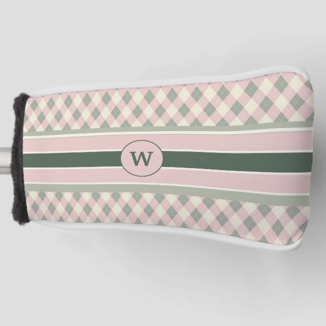 Moderne Raute Muster Mit Monogramm Golf Headcover (Vorderseite)