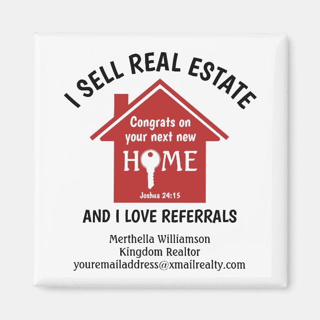 Moderne Realtor ich verkaufe Real ANWESEN Magnet (Vorne)