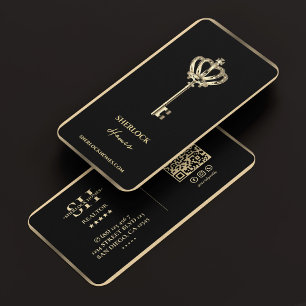 Moderne Realtor Key Imitats Crown Gold Trimm Hypot Visitenkarte