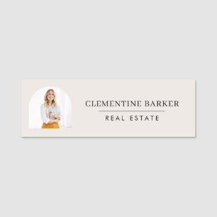 Moderne Realtor-Namensschilder mit eleganter Foto- Namensschild