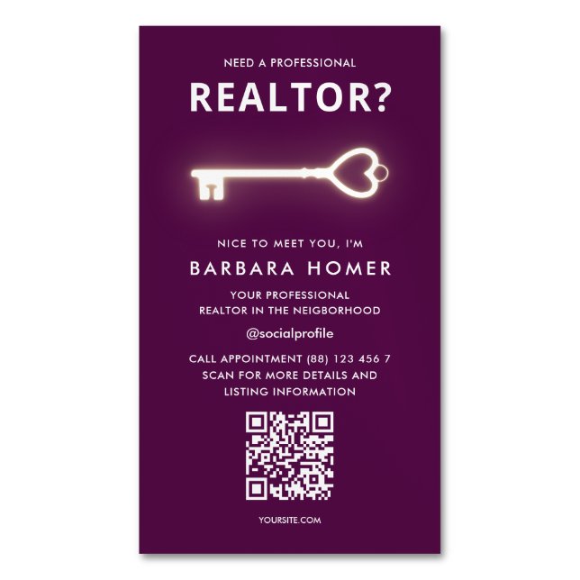 Moderne Realtor Real Anwesen Agent Weinkultur und  Magnetische Visitenkarte (Vorderseite Vertikal)