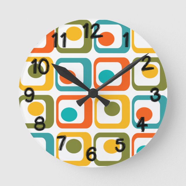 Moderne Rechtecke aus dem Mittelalter Runde Wanduhr (Vorderseite)