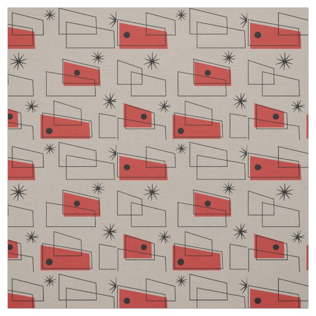 Moderne Rechtecke, rot, Mitte des Jahrhunderts Stoff (Muster)