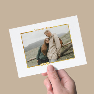 Moderne, rechteckige Gold Frame Foto-Urlaubskarte Karte