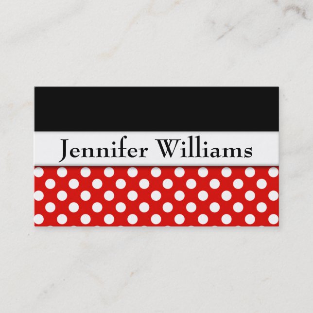 Moderne Red Beruflich Polka Dot Business Card Visitenkarte (Vorderseite)