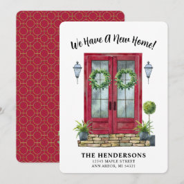 Moderne Red Door New Zuhause Moving Ankündigung