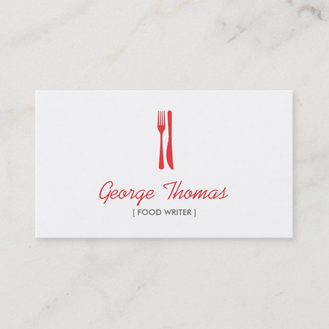 MODERNE RED FORK & KNIFE LOGO Business Card Visitenkarte (Vorderseite)