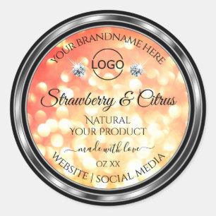 Moderne Red Gold Glitzer Product Labels Jewels Log Runder Aufkleber