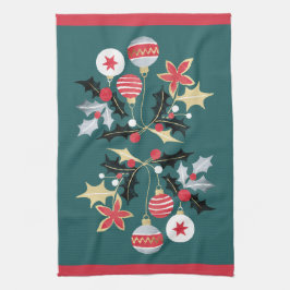 Moderne Red Gold & Silver Ornamente Aquamarin Geschirrtuch