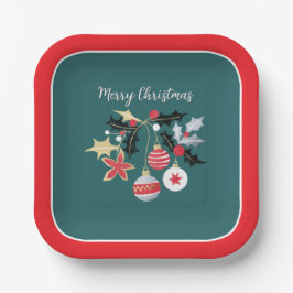 Moderne Red Gold & Silver Weihnachtsschmuck Aquama Pappteller