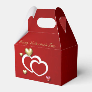Moderne Red Gold Valentine Hearts Geschenkschachtel
