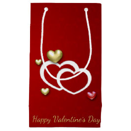 Moderne Red Gold Valentine Hearts Kleine Geschenktüte
