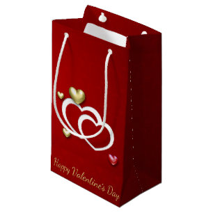 Moderne Red Gold Valentine Hearts Kleine Geschenktüte