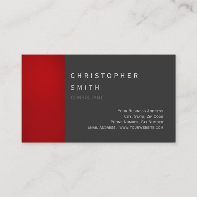 Moderne Red Gray Einzigartige Standard Business Ca Visitenkarte (Vorderseite)