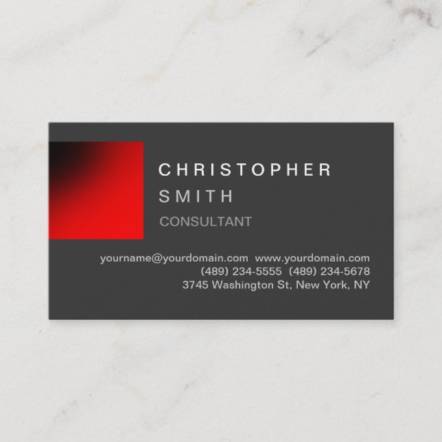 Moderne Red Gray Einzigartige Standard Business Ca Visitenkarte (Vorderseite)