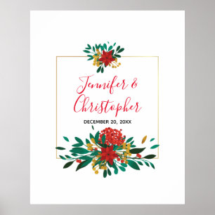 Moderne Red Green & Gold Weihnachtsfeier Poster