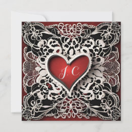 Moderne Red Heart Lace Liebe Feiertagskarte