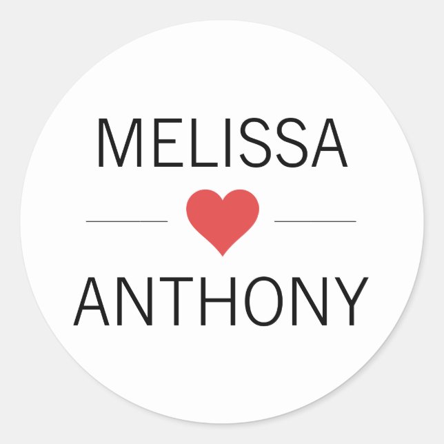 Moderne RED Heart White Wedding Monogram Siegel Runder Aufkleber (Vorderseite)