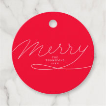 Moderne Red Merry Hand Letted Script Holiday