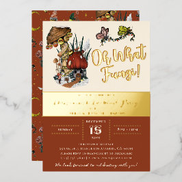 Moderne Red Merry Mushroom Weihnachtsfeier Folieneinladung