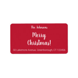 Moderne Red Merry Weihnachtsfamilie Adresse Adressaufkleber