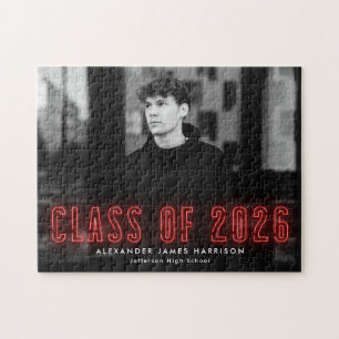 Moderne Red Neon Class 2025 Foto Abschluss
